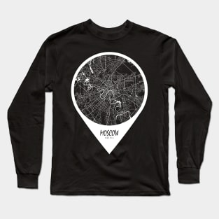 Moscow, Russia City Map - Travel Pin Long Sleeve T-Shirt